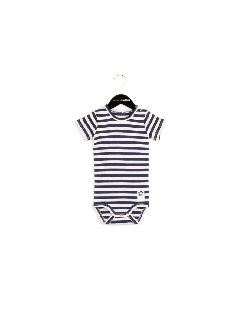 Stripe Rib Short Sleeve Bodysuit Dk Blue - CÉMAROSE | Children's Fashion Store