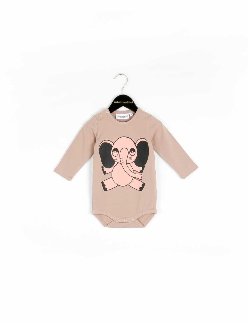 Beige Elephant Long Sleeve Bodysuit - CÉMAROSE | Children's Fashion Store
