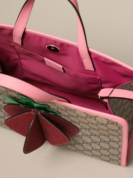 Girls Beige GG Strawberry Handbag