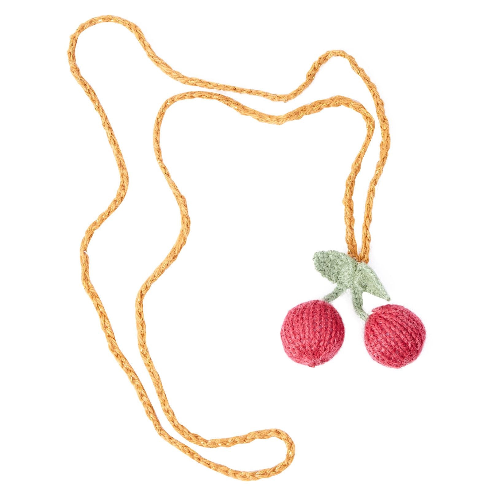 Baby Red Cherry Alpaca Wool Knitted  Cherry Trims Necklace - CÉMAROSE | Children's Fashion Store - 1