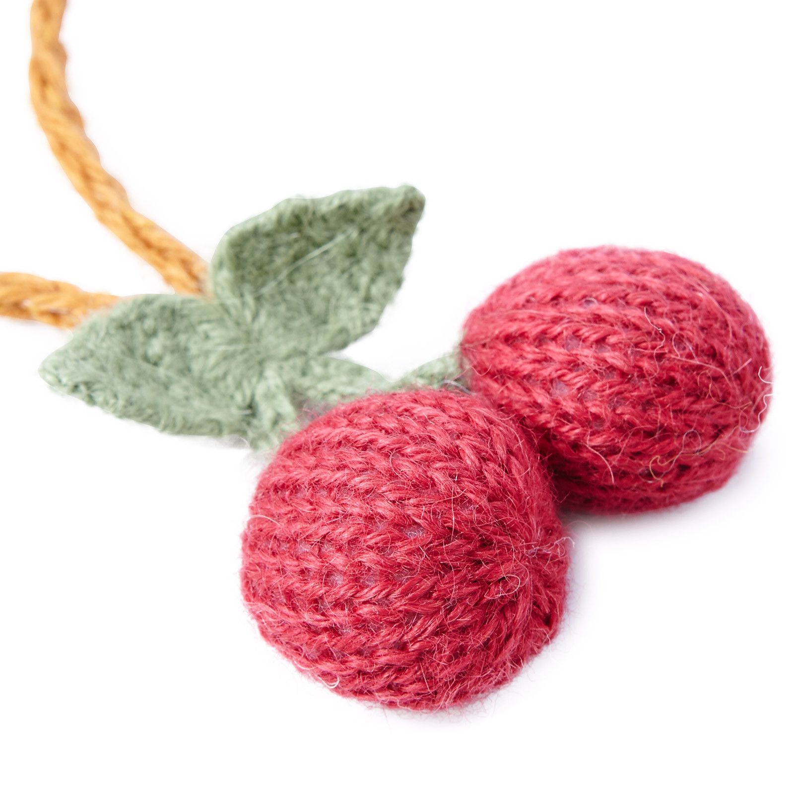 Baby Red Cherry Alpaca Wool Knitted  Cherry Trims Necklace - CÉMAROSE | Children's Fashion Store - 2