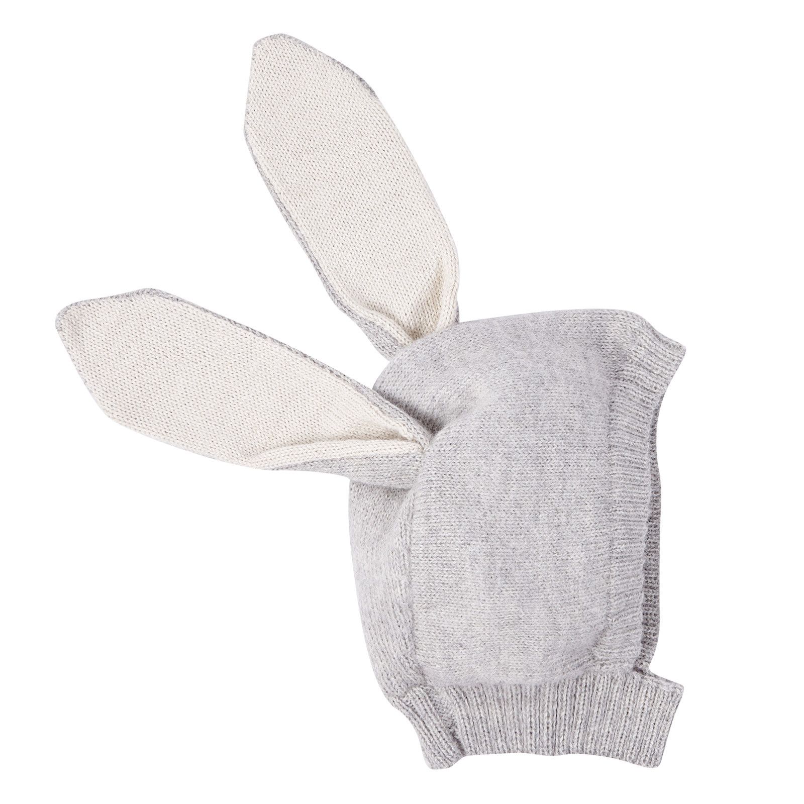 Baby Light Grey Alpaca Wool Knitted Rabbit Cagoule - CÉMAROSE | Children's Fashion Store - 2