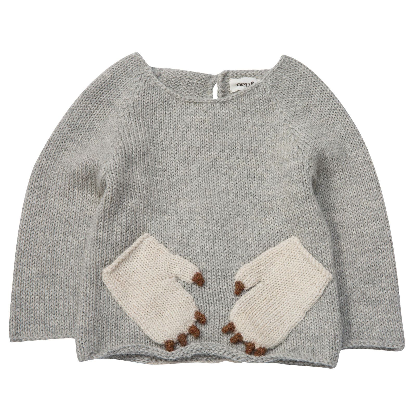 Baby Light Grey Alpaga Wool Monster Sweater - CÉMAROSE | Children's Fashion Store - 1