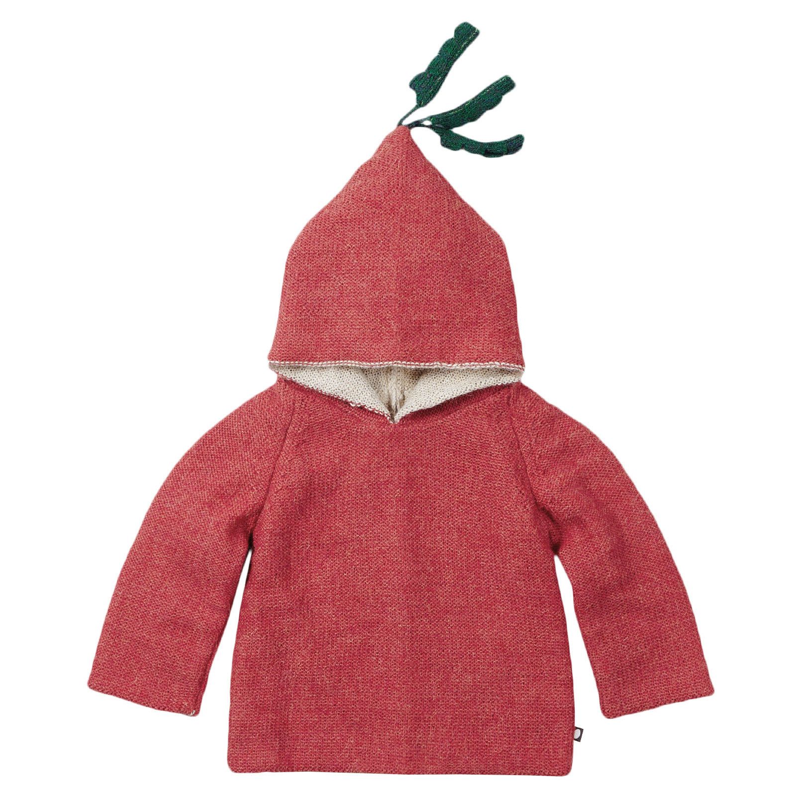 Baby Red Alpaga Wool Hooded Radish Sweatshirt - CÉMAROSE | Children's Fashion Store - 3