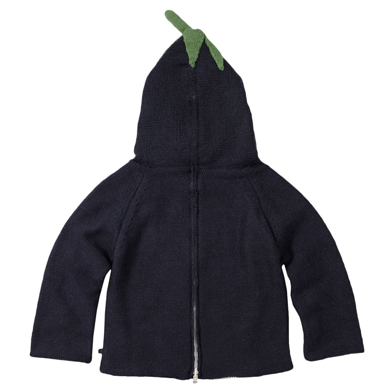 Baby Black Alpaga Wool Eggplant Trims Hooded Sweatshirt - CÉMAROSE | Children's Fashion Store - 2