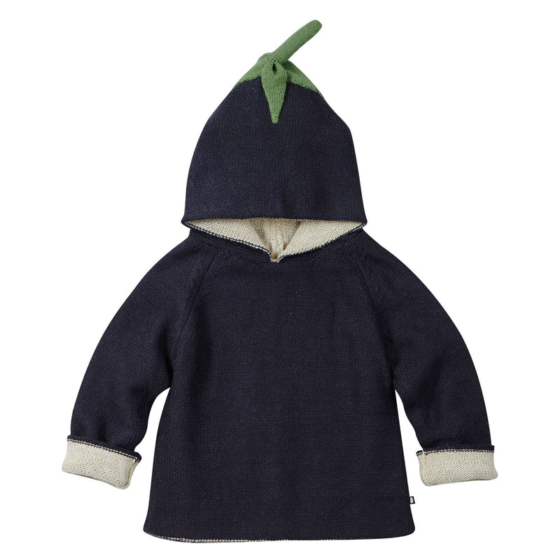 Baby Black Alpaga Wool Eggplant Trims Hooded Sweatshirt - CÉMAROSE | Children's Fashion Store - 3