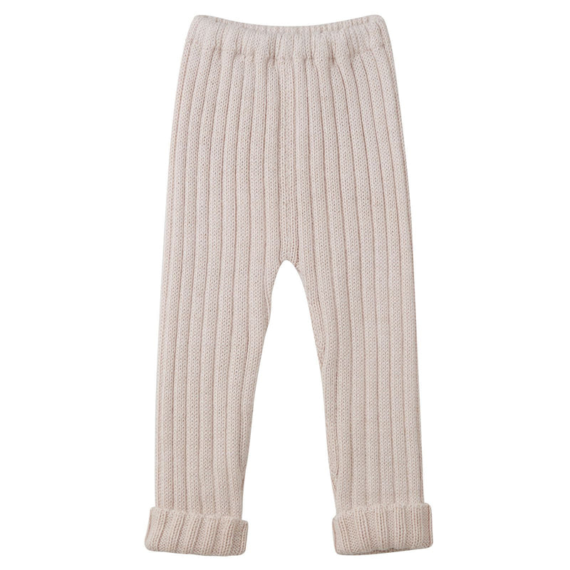 Baby Light Pink Alpaca Wool Ribbed Trousers - CÉMAROSE | Children's Fashion Store - 1