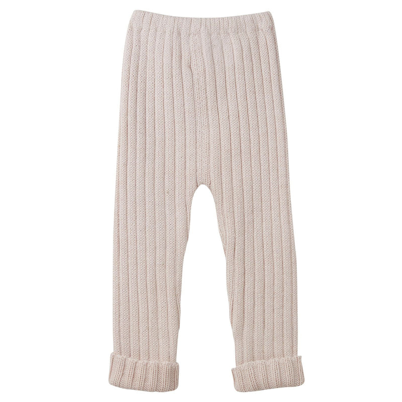Baby Light Pink Alpaca Wool Ribbed Trousers - CÉMAROSE | Children's Fashion Store - 2