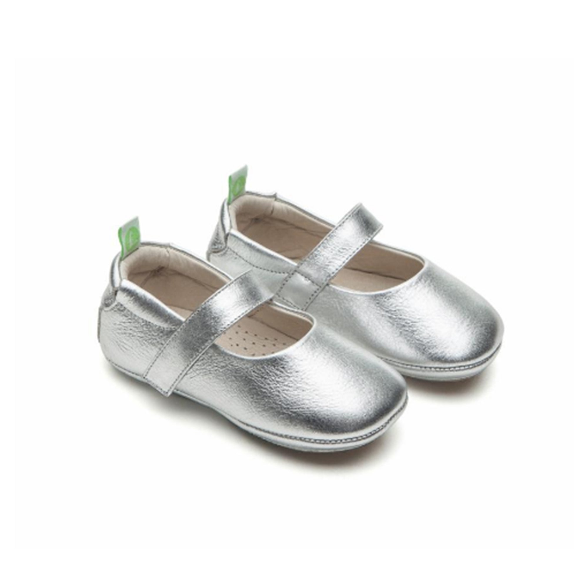 Baby Girls Sterling Silver Leather Shoes