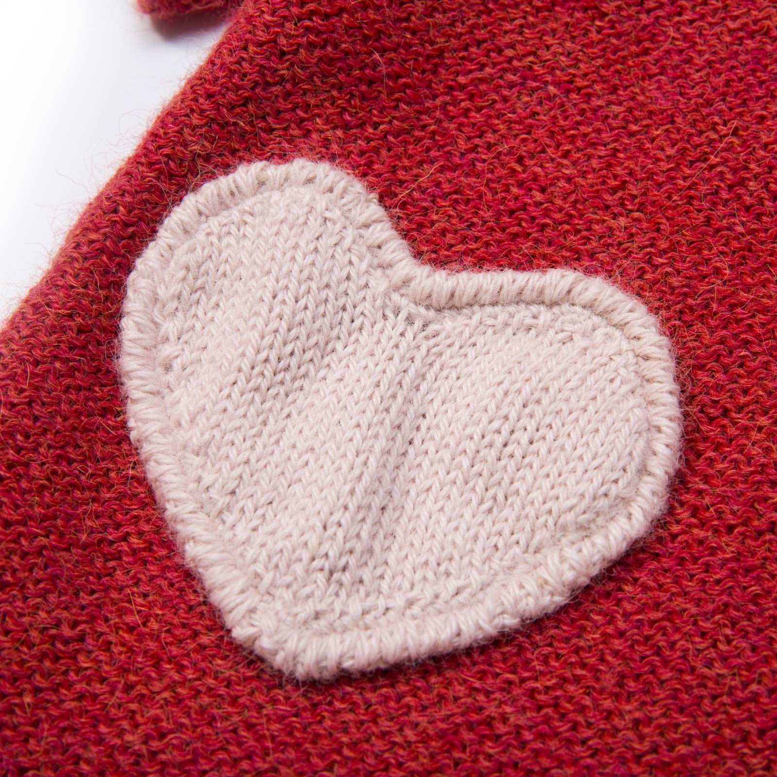 Baby Girls Red Alpaga Wool Patch Heart Dress - CÉMAROSE | Children's Fashion Store - 3