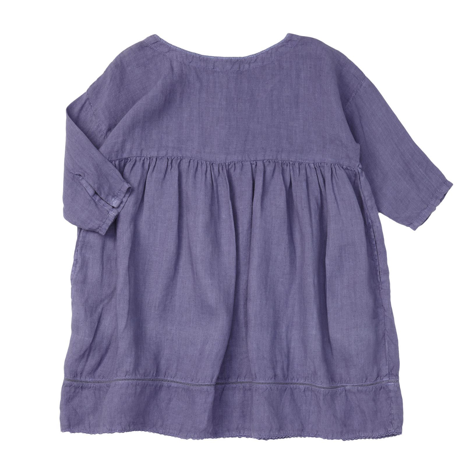 Girls Purple Linen Woven Dress - CÉMAROSE | Children's Fashion Store