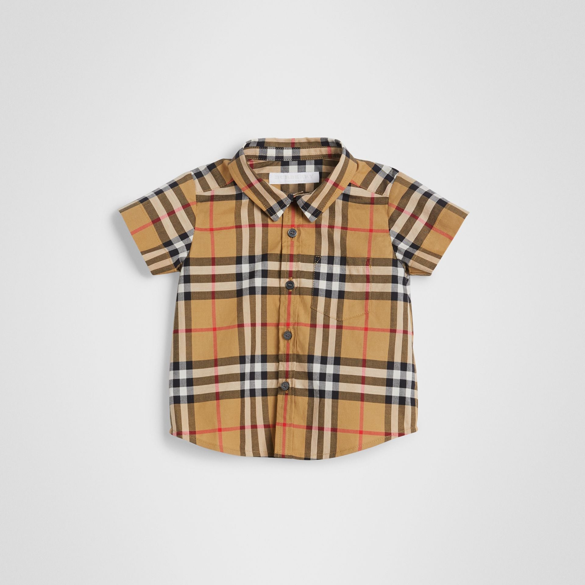 Baby Boys Antique Yellow Check Cotton Polo Shirt