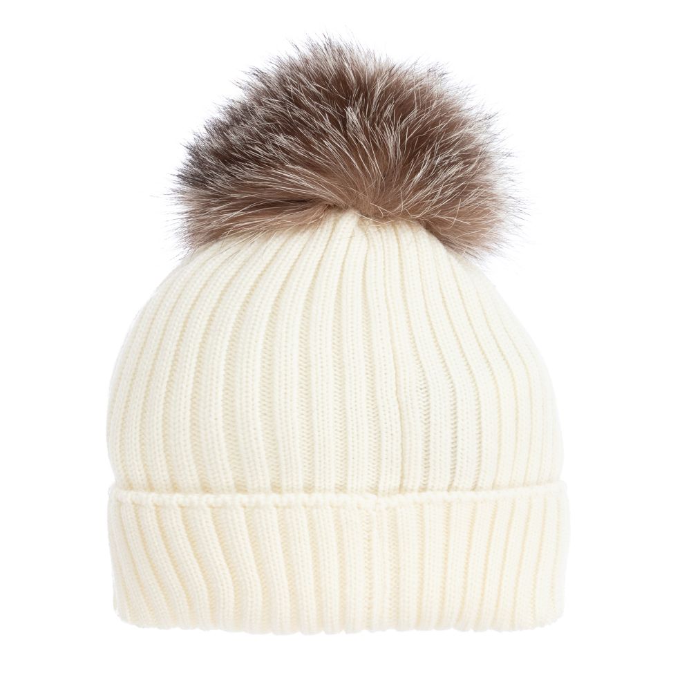 Girls Natural Virgin Wool Hat & Scarf Set