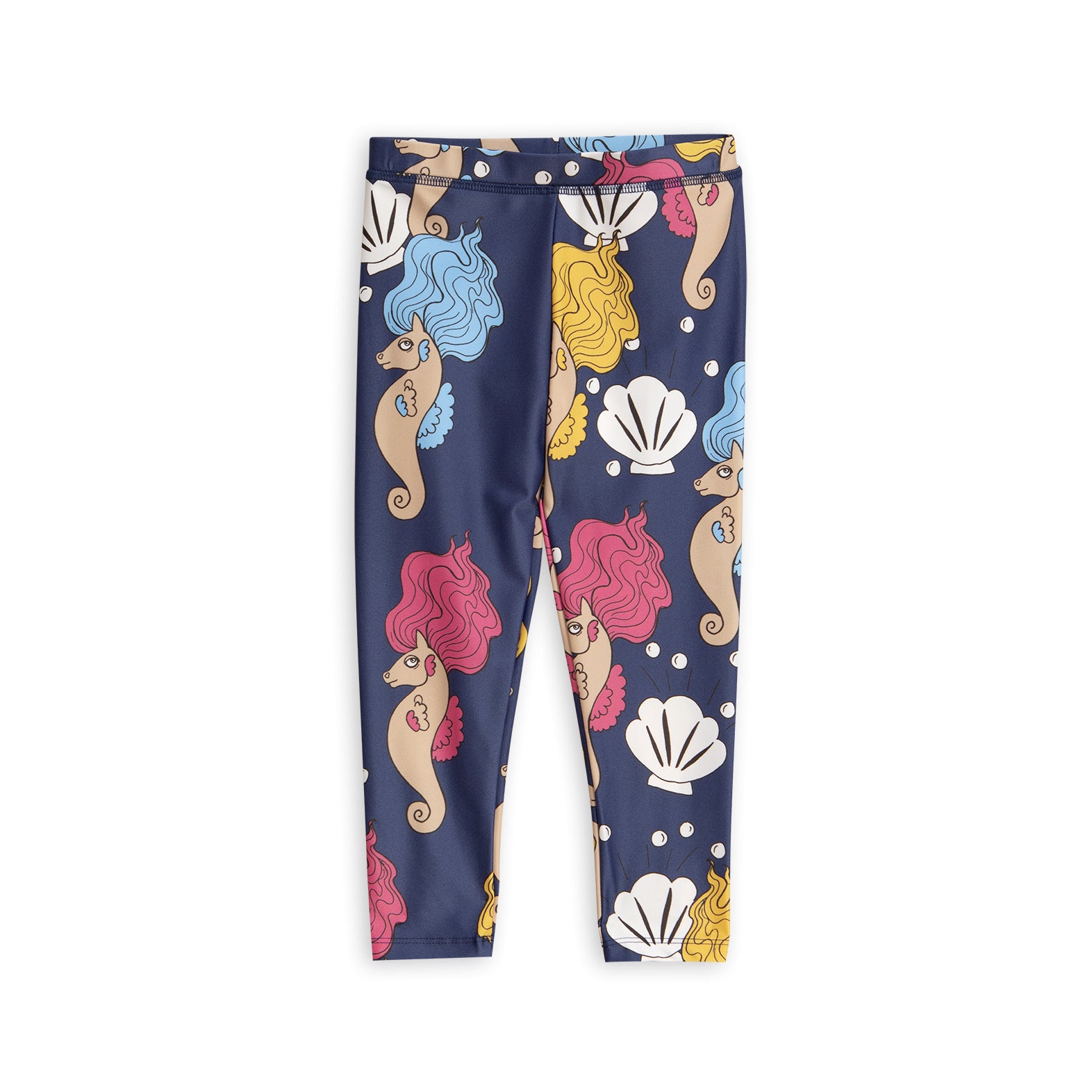 Girls Navy Seahorse Swim Leggings