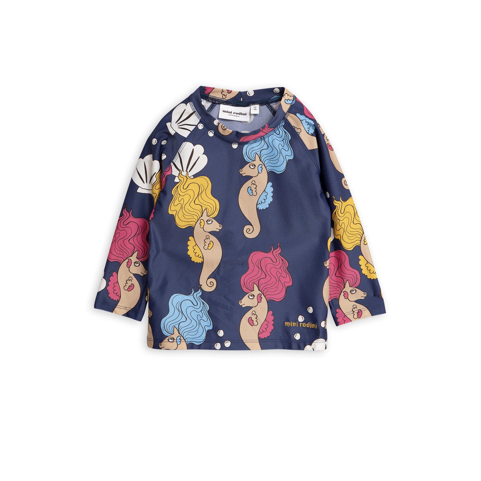 Girls Navy Seahorse Swim Top