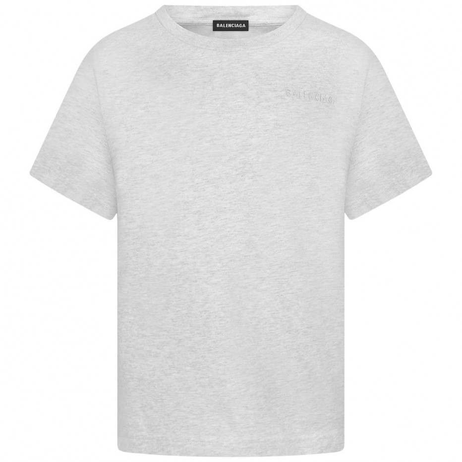 Boys Gray Embroidered Cotton T-shirt