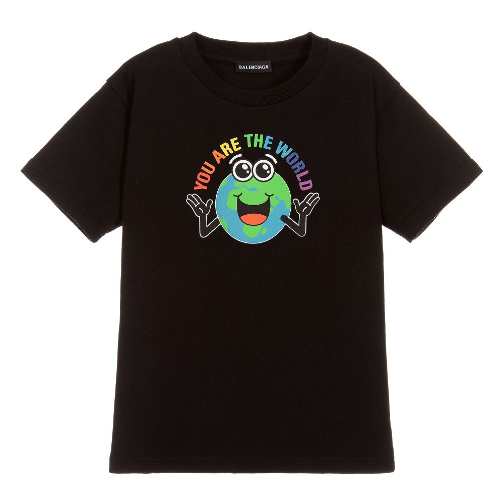 Boys & Girls Black Cotton T-shirt