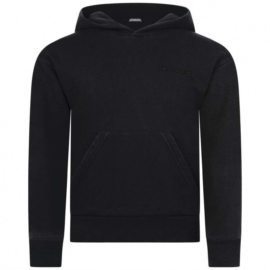 Boys & Girls Black Hooded Cotton Sweater