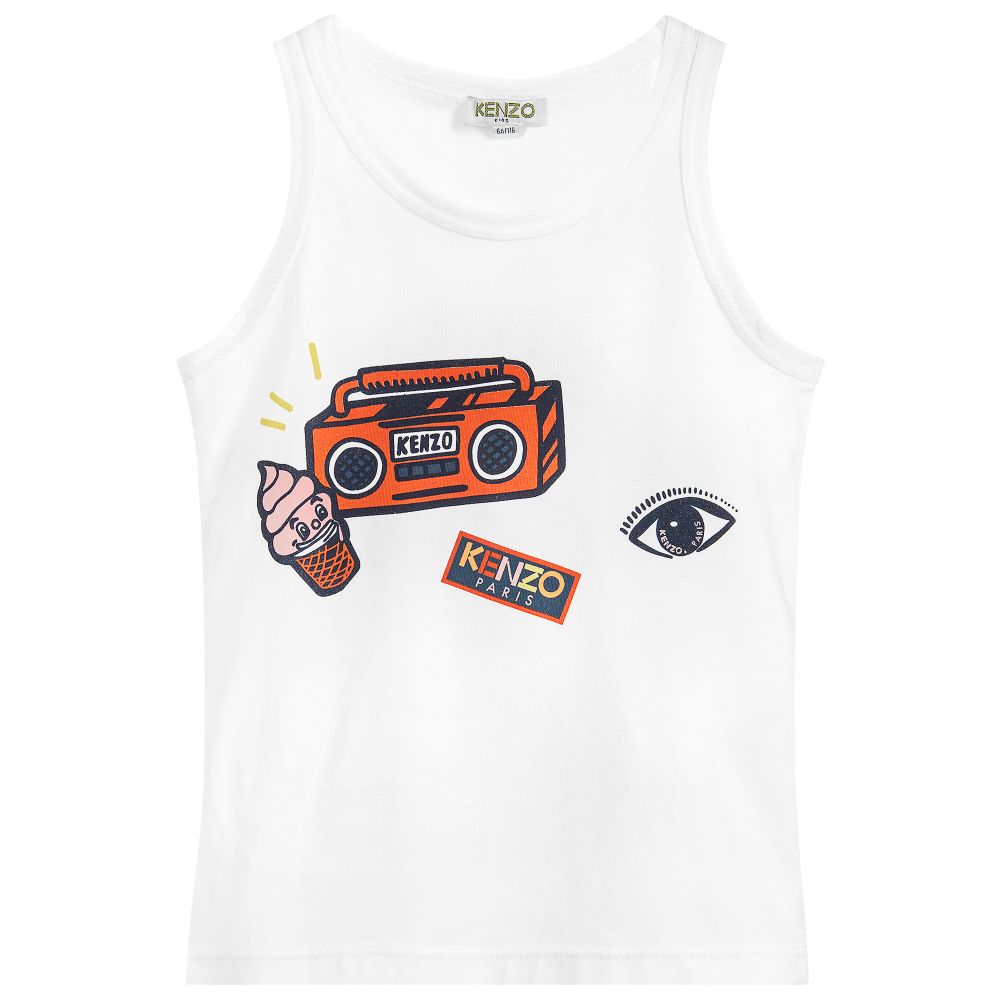 Girls Optic White Cotton Vest