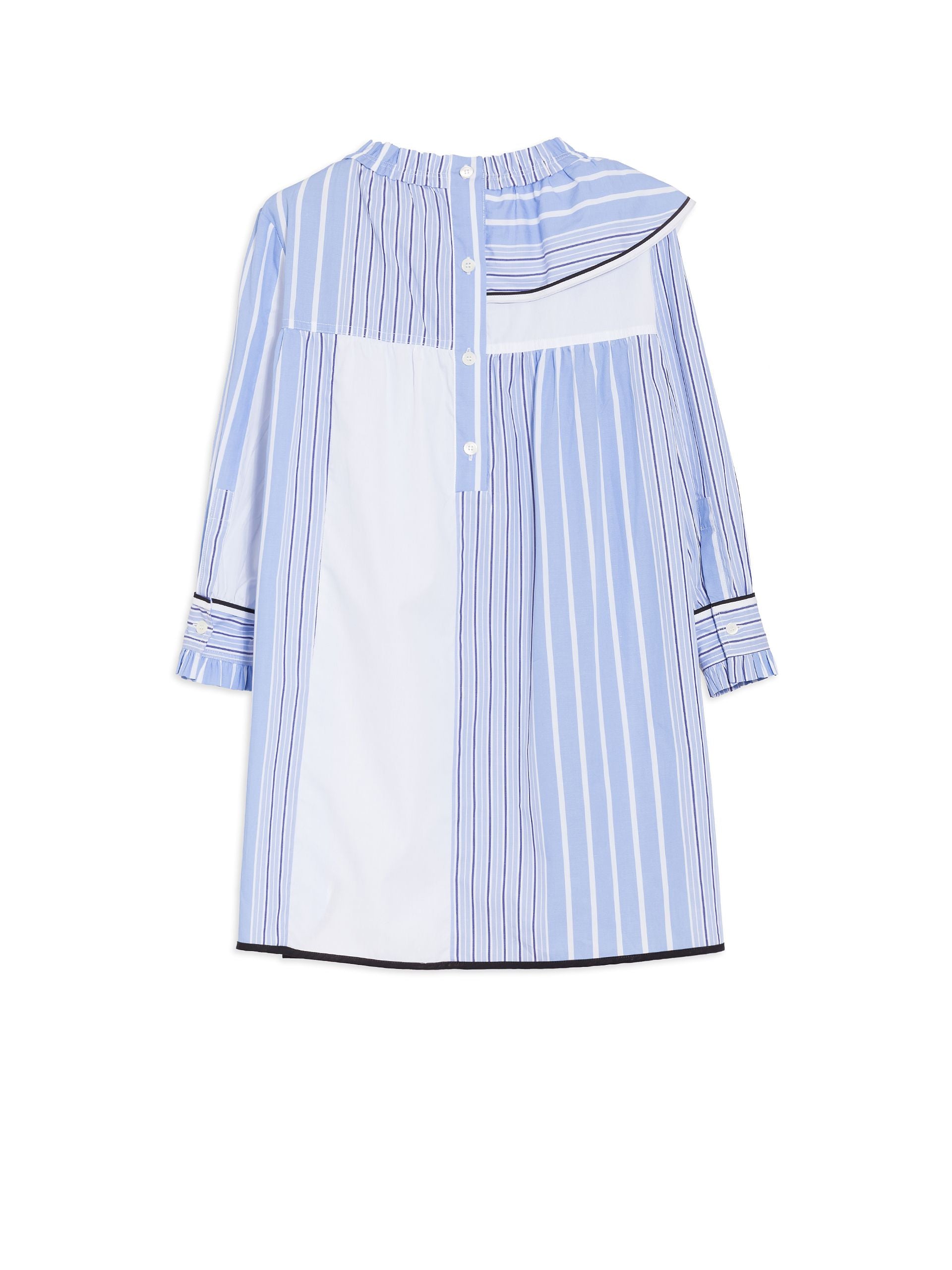 Girls Sky Blue Striped Cotton Dress