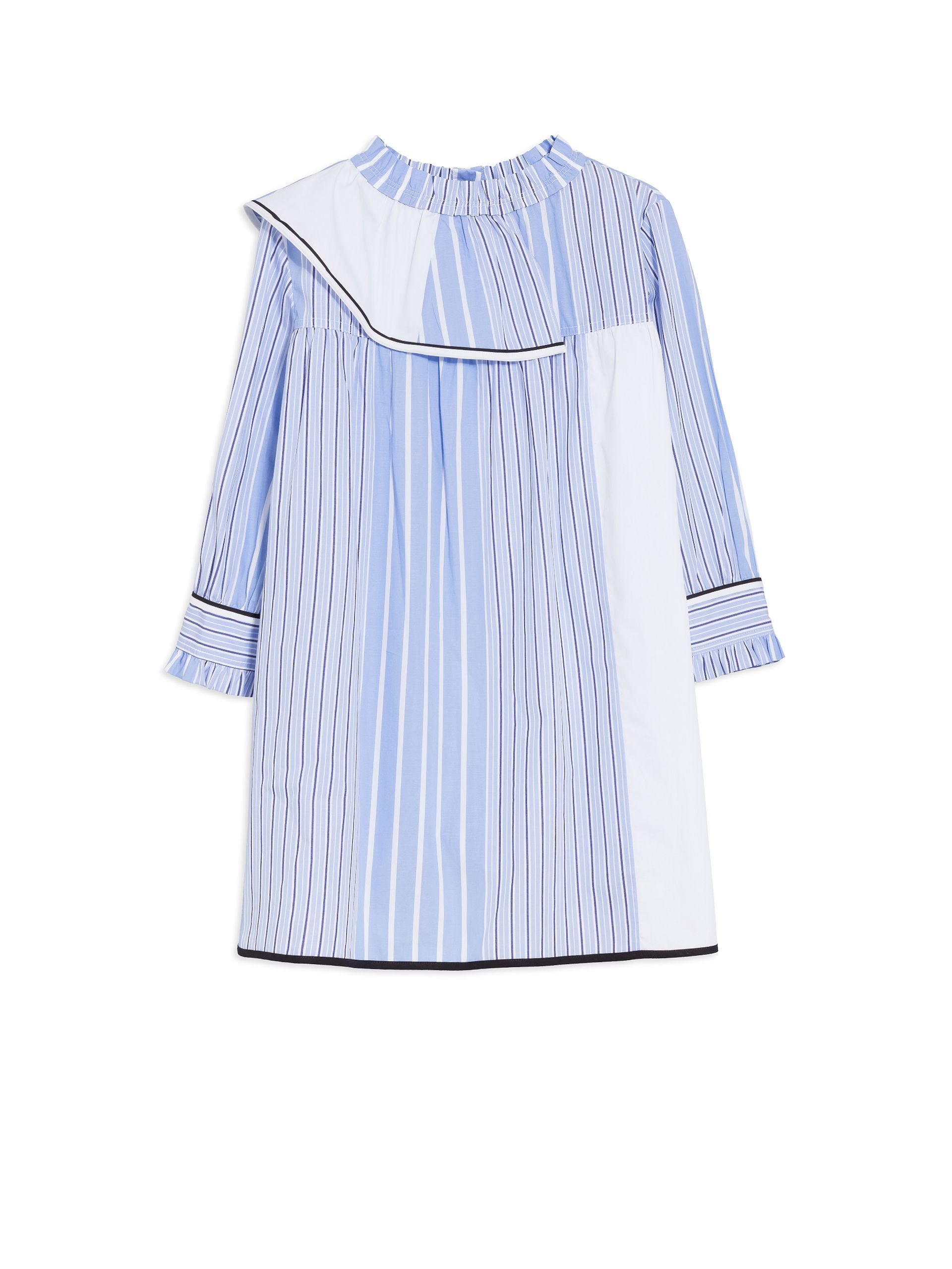 Girls Sky Blue Striped Cotton Dress