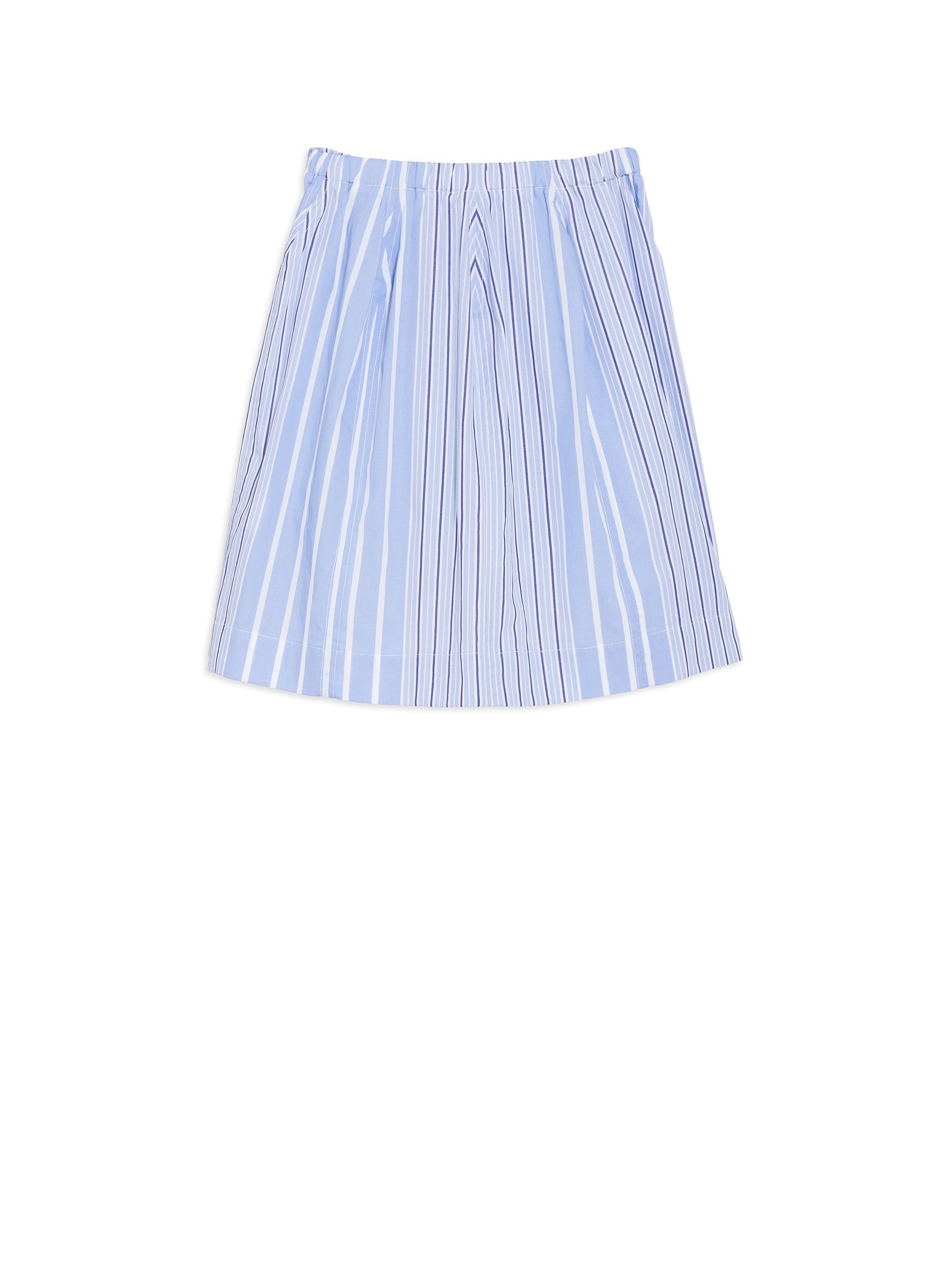 Girls Sky Blue Striped Cotton Skirt