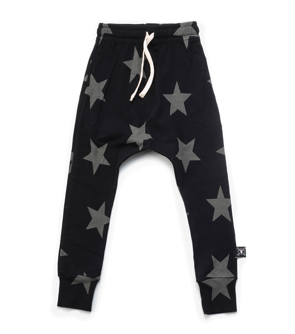 Baby Girls Black Star Cotton Trousers