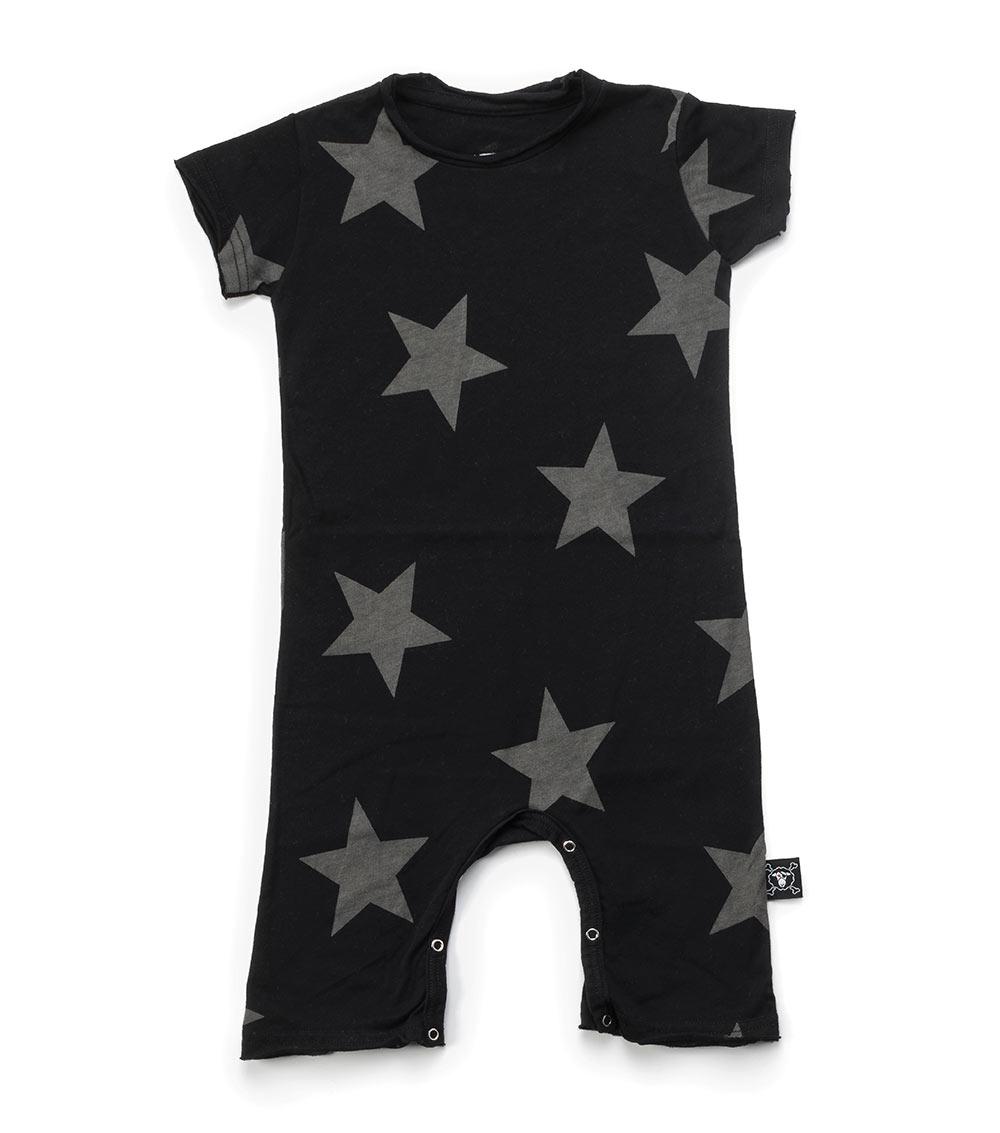 Baby Boys Black Star Cotton Playsuit