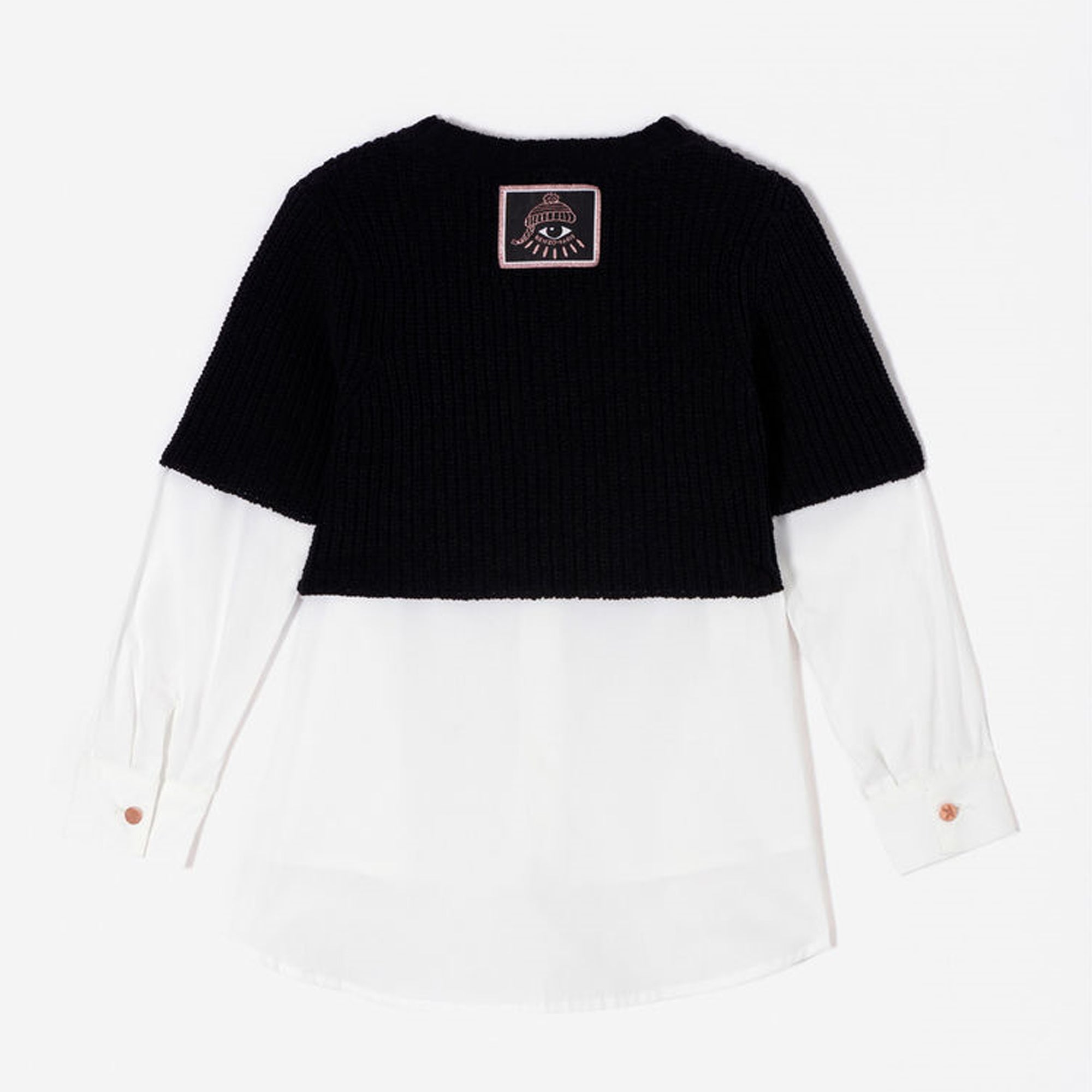 Girls Black & White Cotton Sweater