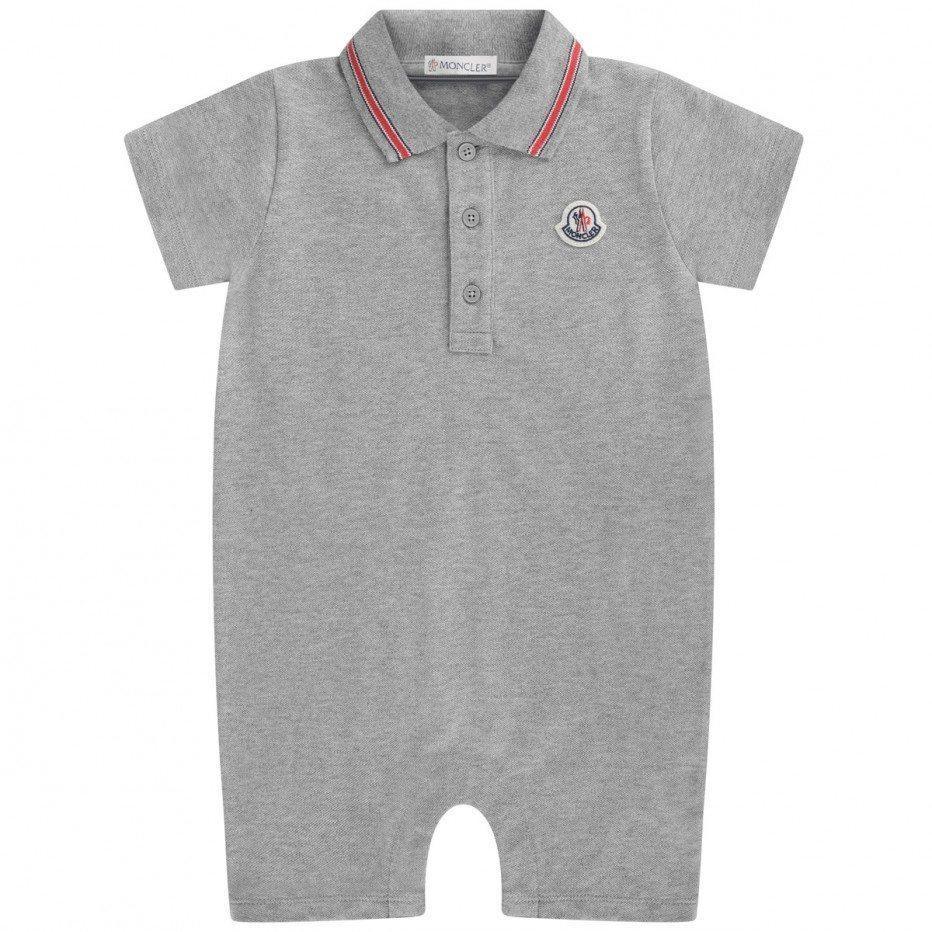 Baby Boys Grey Cotton Babysuit