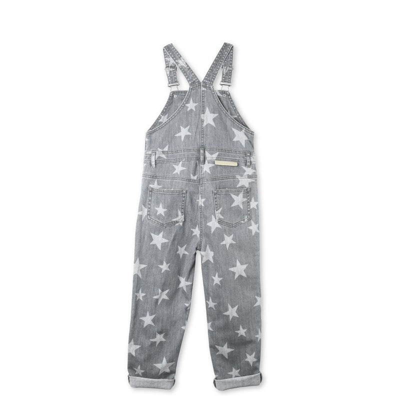 Girls Grey Star Printed Denim 'Rudy' Dungarees - CÉMAROSE | Children's Fashion Store - 3