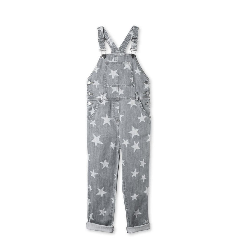 Girls Grey Star Printed Denim 'Rudy' Dungarees - CÉMAROSE | Children's Fashion Store - 2