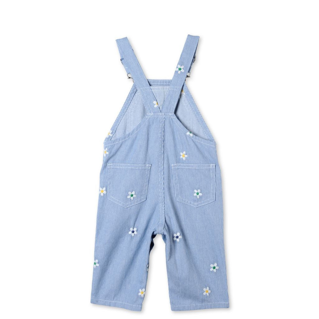 Baby Girls Striped Daisy Olive Dungaree