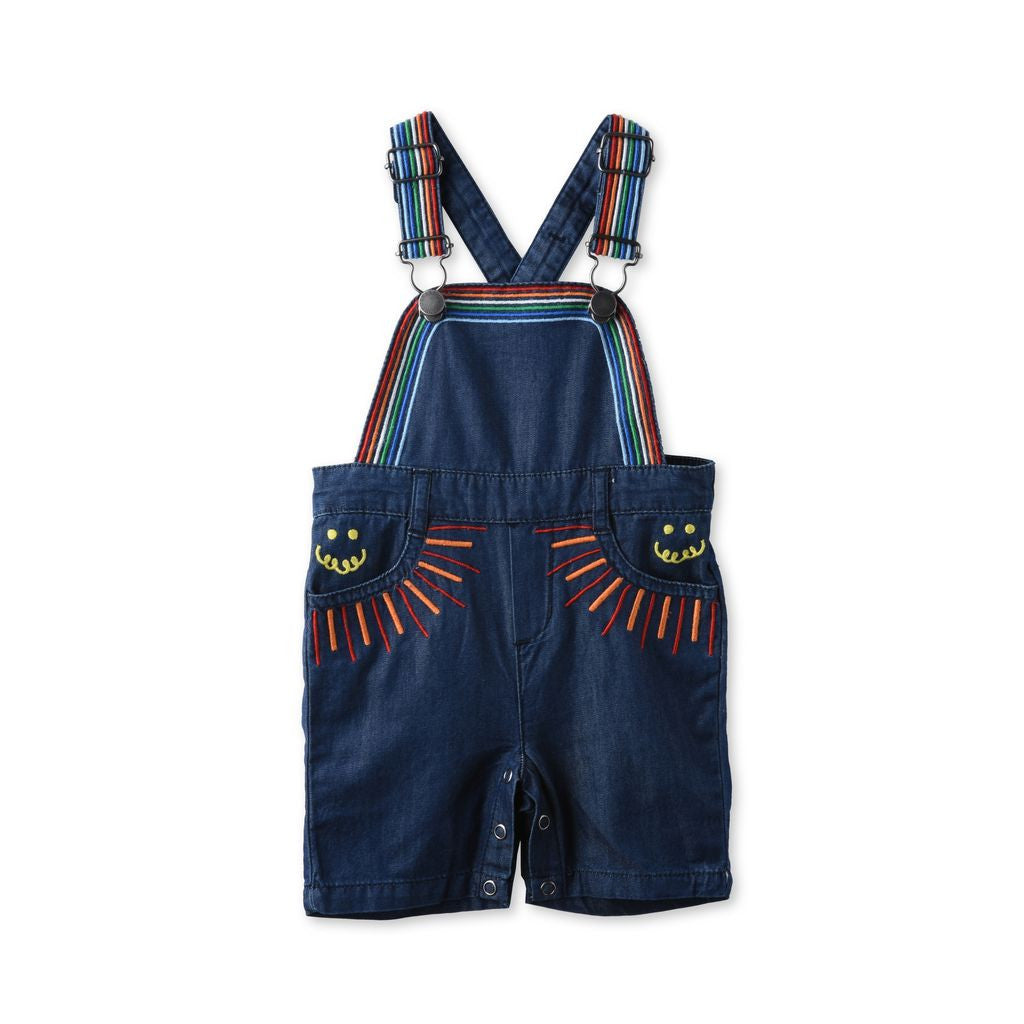 Baby Girls Blue Rainbow Jean Dungaree - CÉMAROSE | Children's Fashion Store - 1