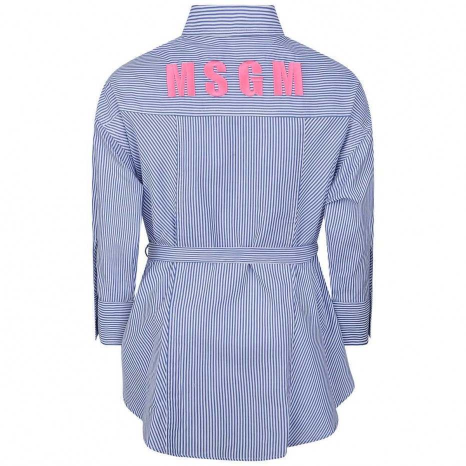 Girls Light Blue Stripe Shirt Dress