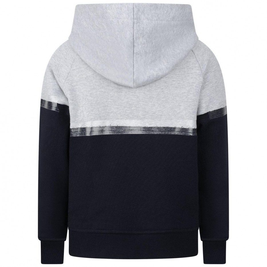 Boys Grey & Blue Hooded Sweatshirt