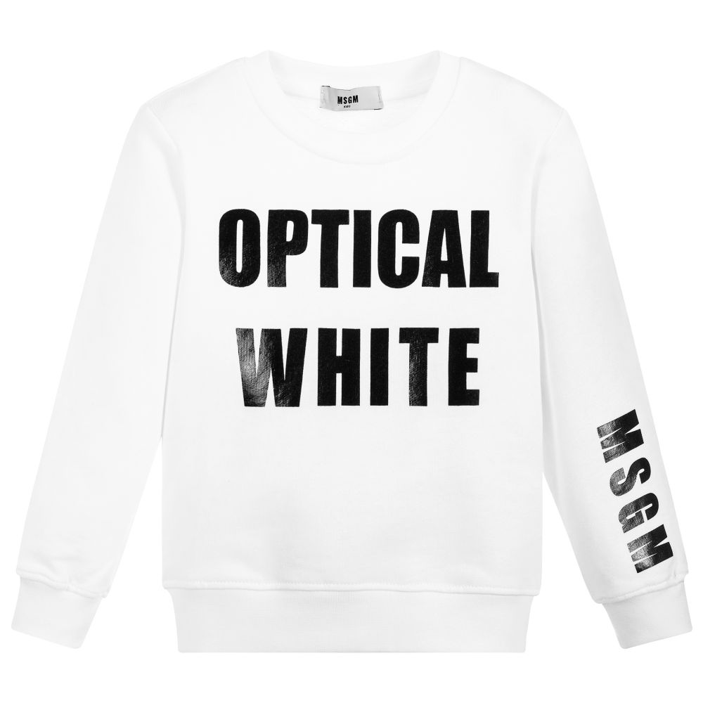 Girls White Logo Cotton Sweatshirt