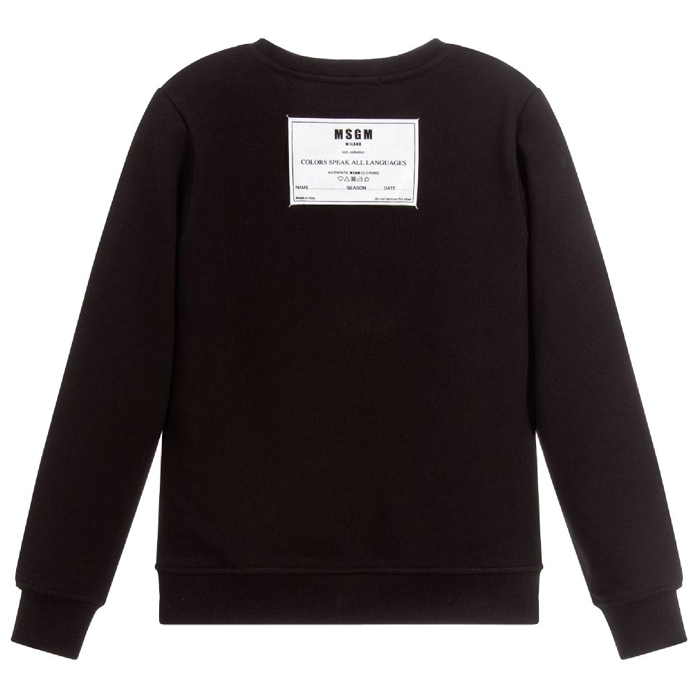 Girls Black Logo Cotton Sweatshirt