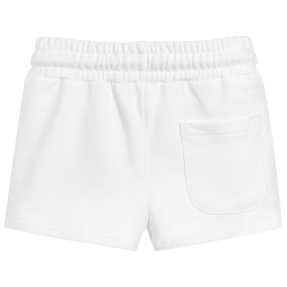 Girls White Cotton Shorts