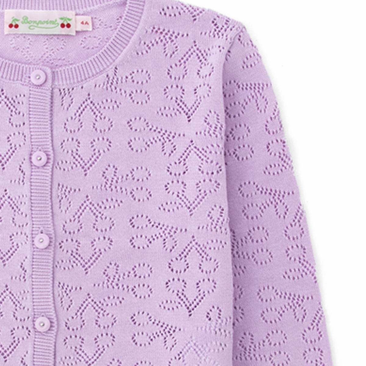 Girls Mauve Logo Cotton Cardigan