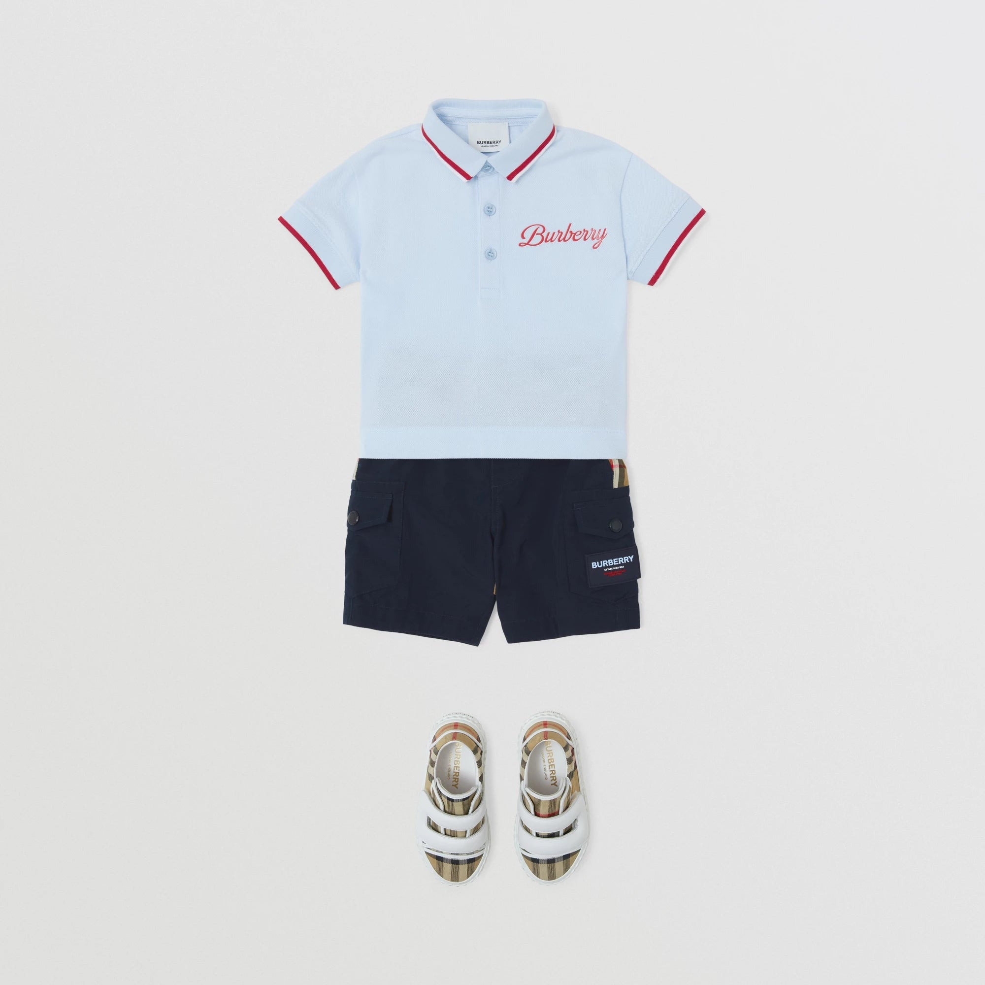 Baby Boys Light Blue Logo Cotton Polo Shirt