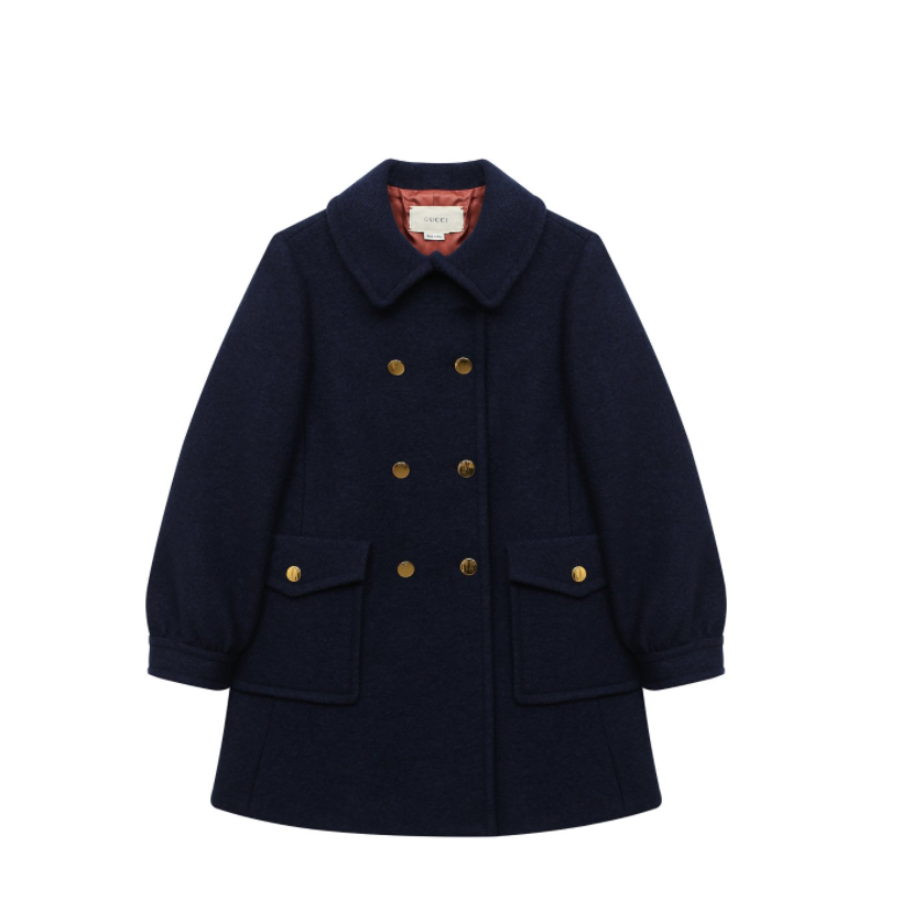Girls Midnight Navy Wool Coat