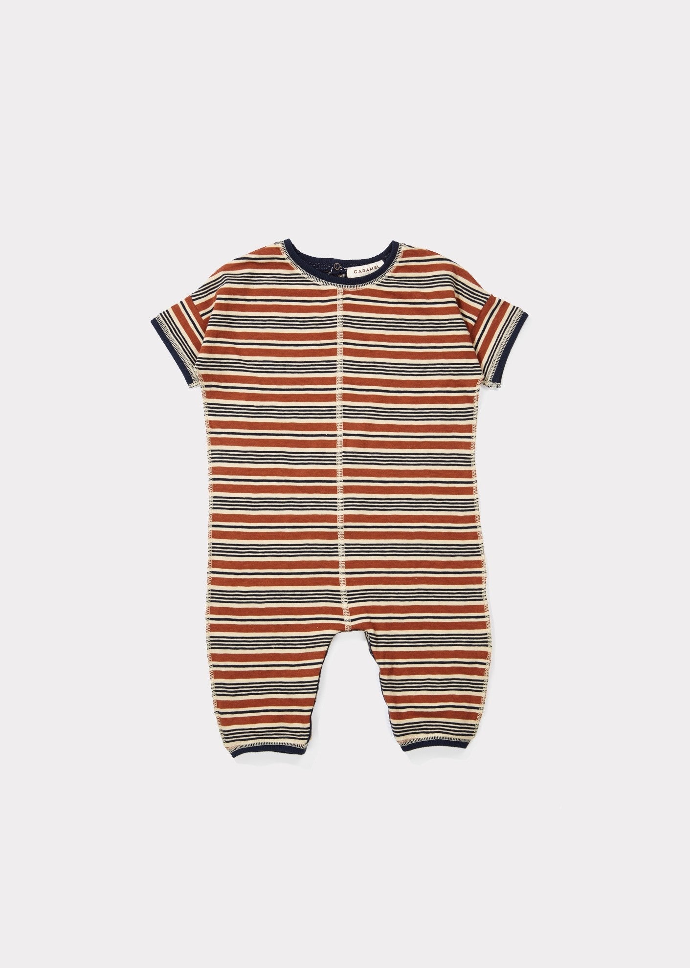 Baby Boys & Girls Toffee Stripe Cotton Babysuits