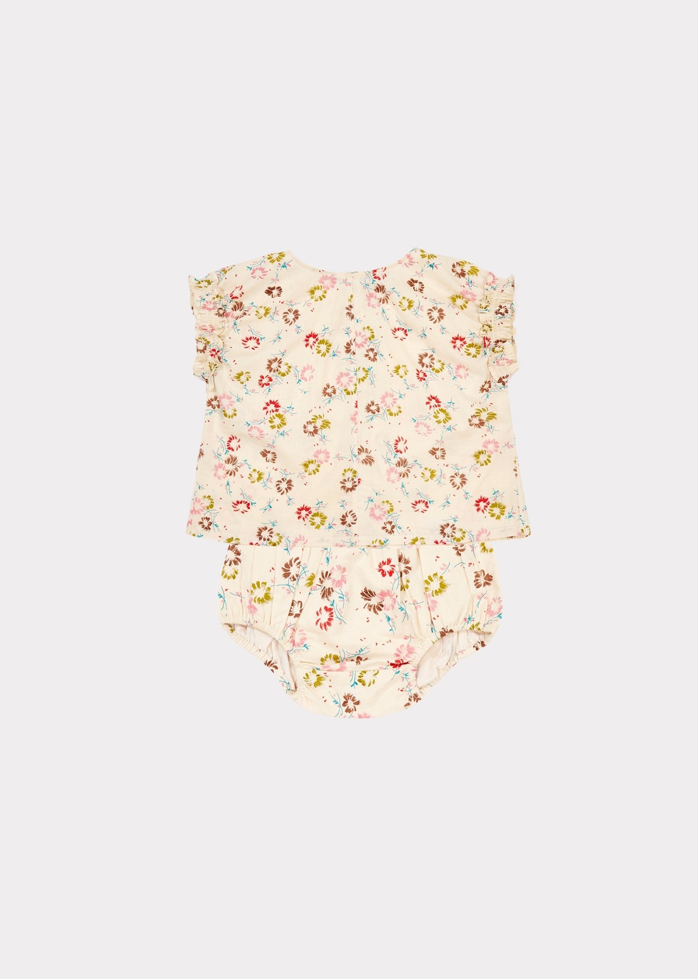 Baby Girls Cream Flower Print Cotton Sets