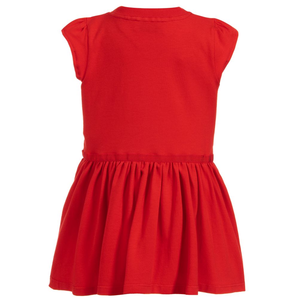 Girls Red Teddy Cotton Dress