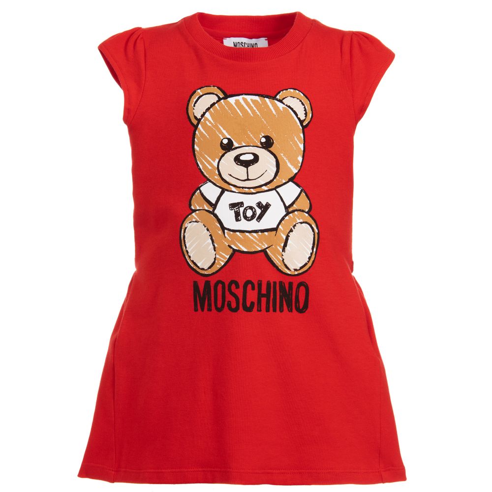 Girls Red Teddy Cotton Dress