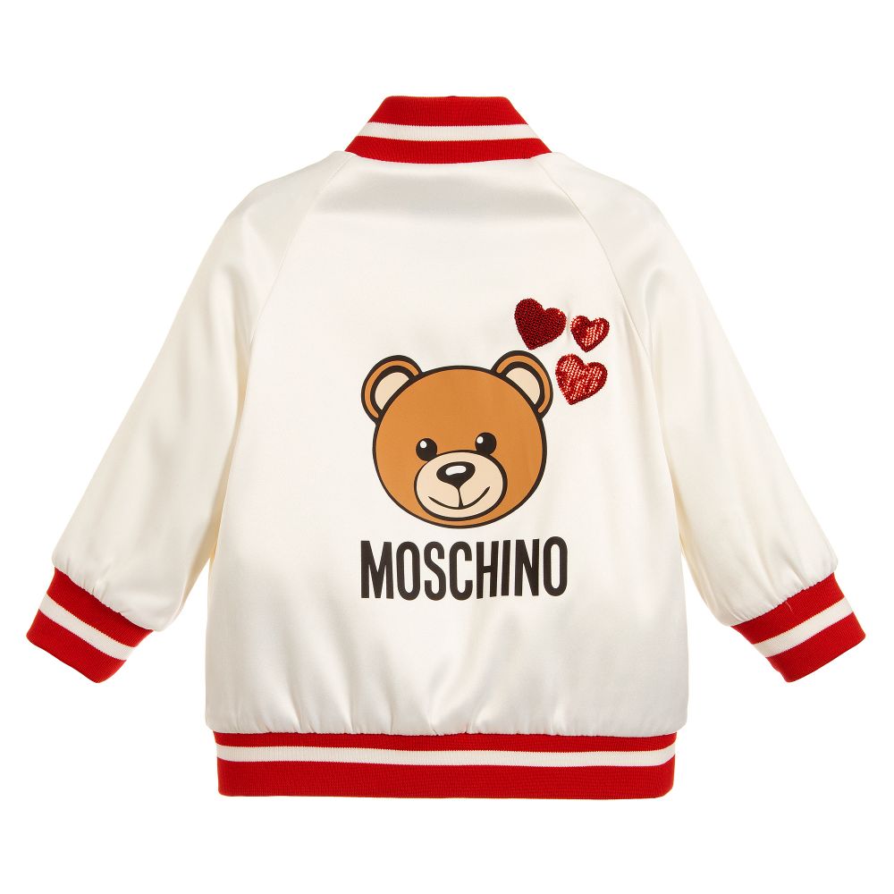 Girls Ivory Teddy Logo Jacket