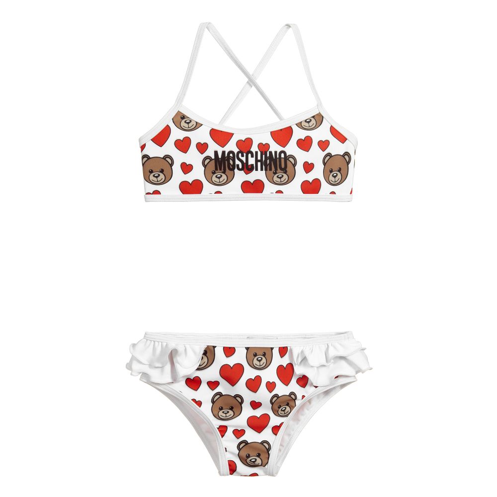 Girls Red Heart & Teddy Swimsuit