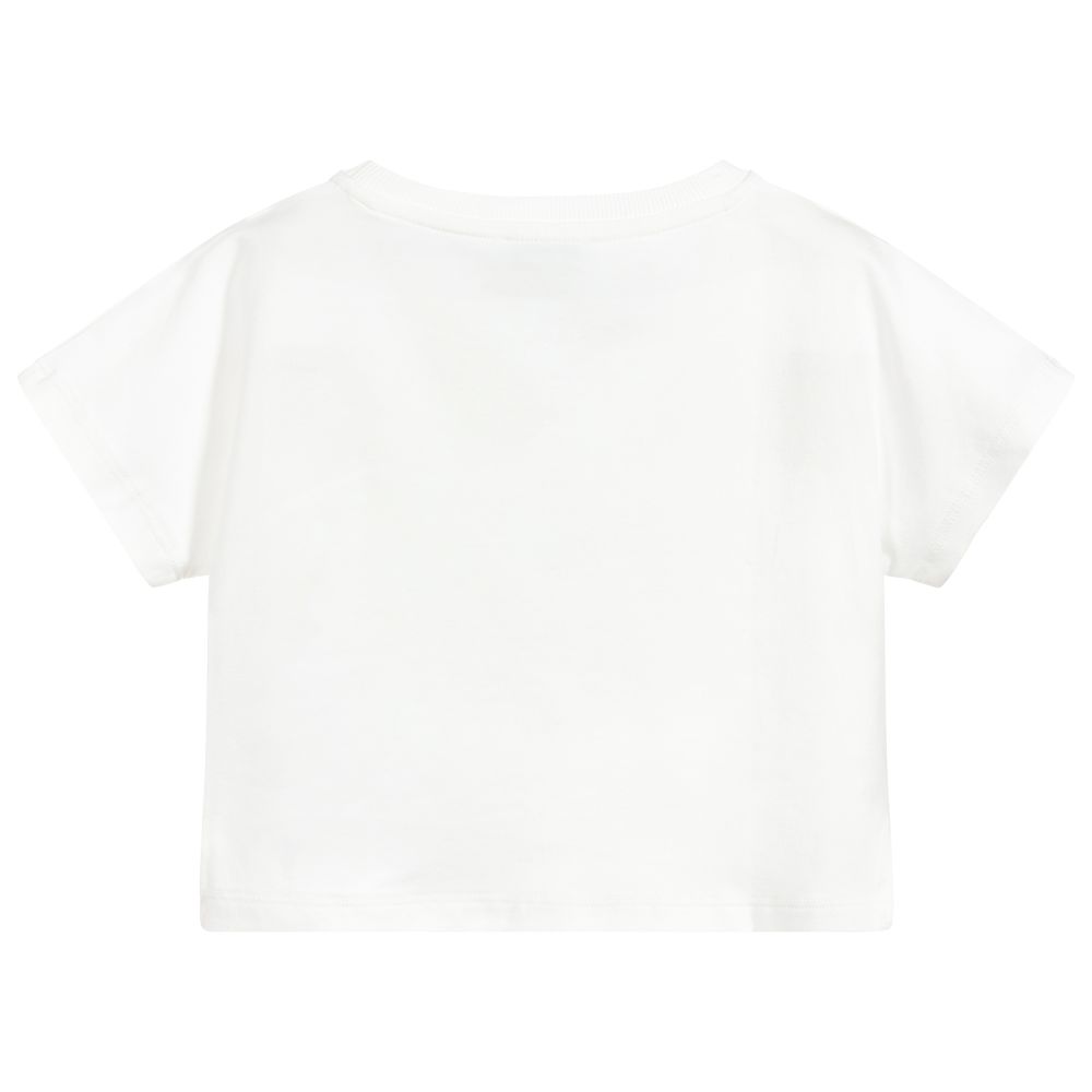 Girls Ivory Bear Cotton T-shirt