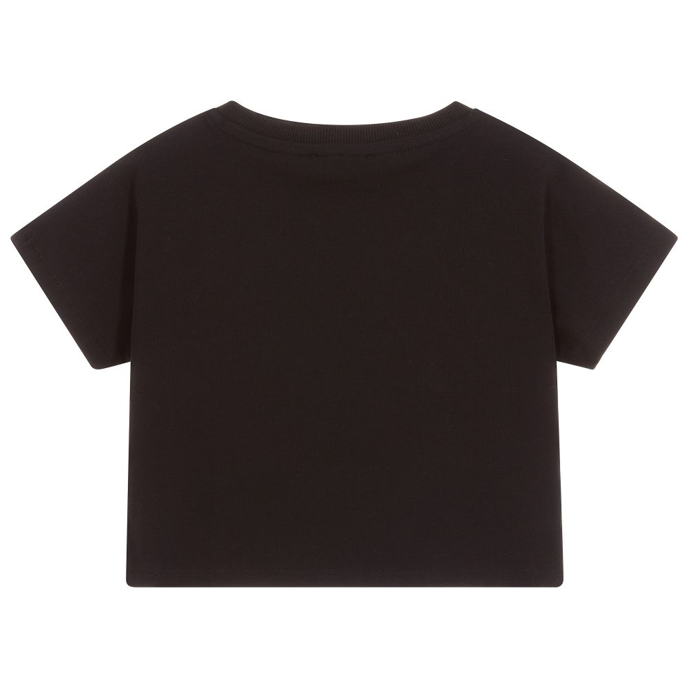 Girls Black Bear Cotton T-shirt